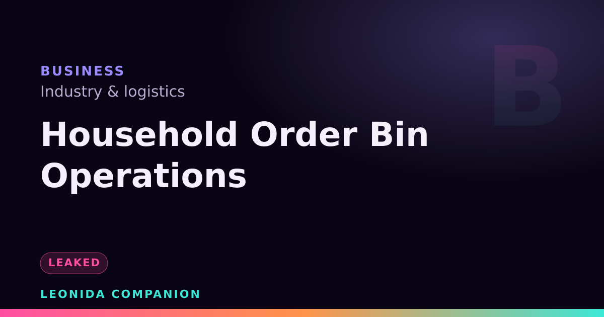 Household Order Bin Operations — GTA 6 business