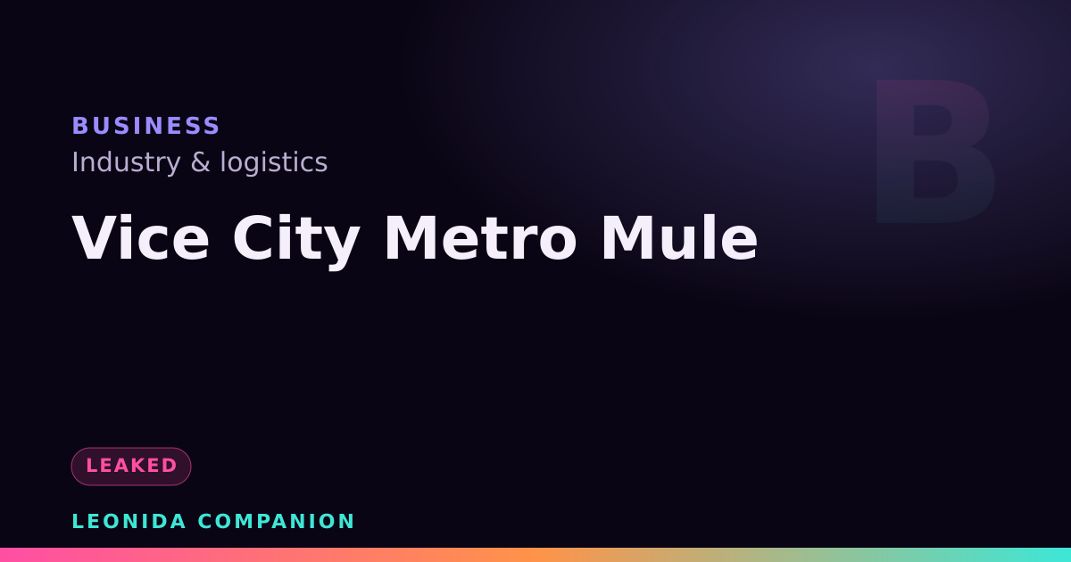 Vice City Metro Mule — GTA 6 business