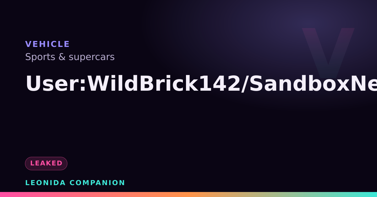 User:WildBrick142/SandboxNew — GTA 6 vehicle